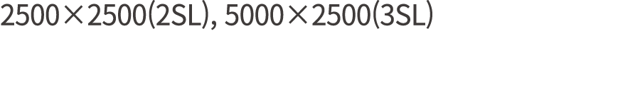 2500×2500(2SL), 5000×2500(3SL)